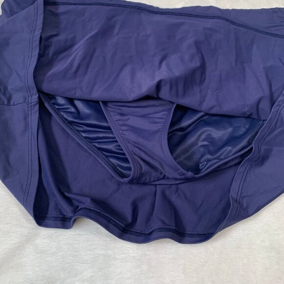 Lands' End blue pull on elastic waist bikini bottom skort shorts with skirt - Picture 3 of 7